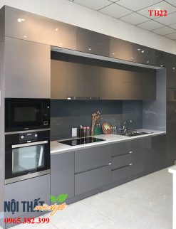 Tủ bếp TB22 đẹp hiện đại tông màu ghi sang trọng