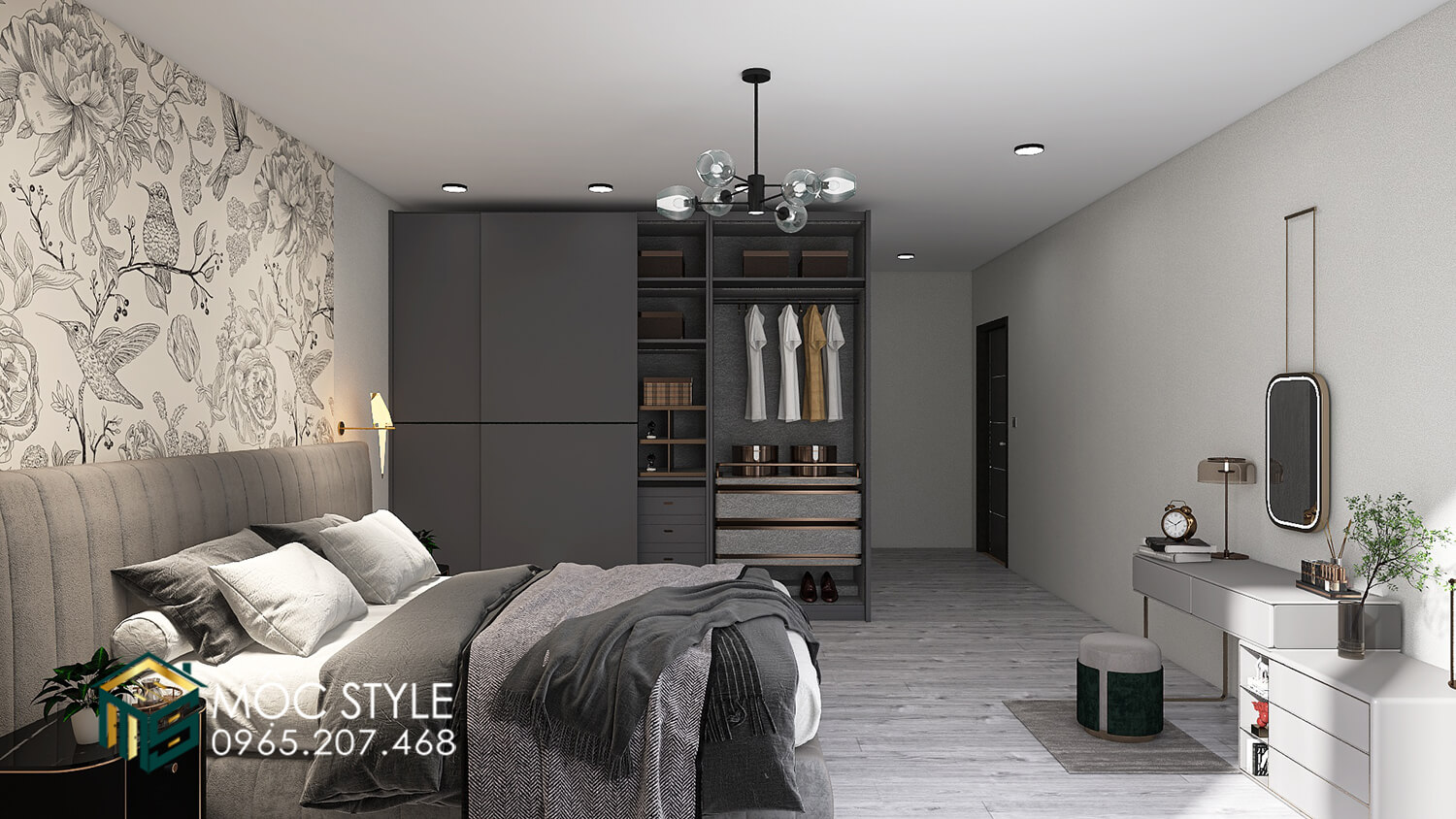 Tổng thể không gian phòng ngủ PN22 hiện đại, thu hút